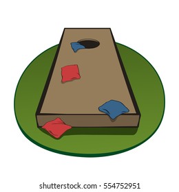 Corn-hole board with bags 