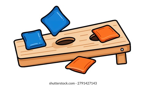 Cornhole board with bean bags