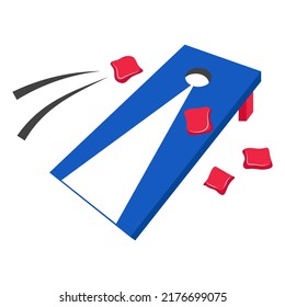 Cornhole Board Vector Illustration. Blue And Red board. Cornhole board game symbol.