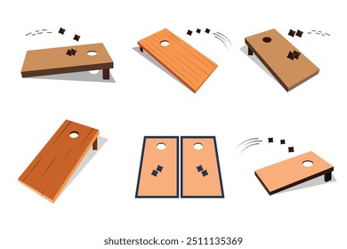 Cornhole Boards Clip Art Ilustração Mais Maior Conjunto De Pacotes, Único Esporte Cornhole colorido Isolado contorno, Cornhole Cor Preto E Fundo Branco.