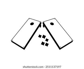 Cornhole Boards Clip Art Illustration Creative Set, Unique Sport Cornhole colorful Isolated outline, Cornhole Black Color And White Background.