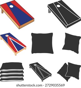 Cornhole Boards Set Silhouette, Cornhole Toss, Cornhole Boards Vector Silhouette, Cricut file, Clipart, Cuttable Design, bean bag, sack toss, Cornhole Bags