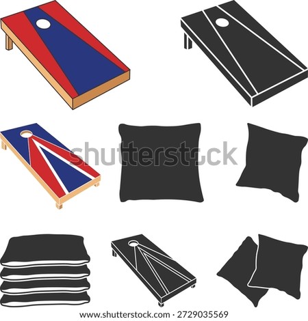 Cornhole Boards Set Silhouette, Cornhole Toss, Cornhole Boards Vector Silhouette, Cricut file, Clipart, Cuttable Design, bean bag, sack toss, Cornhole Bags