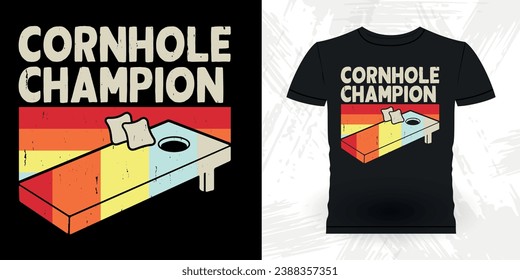 Cornhole Champion Funny Cornhole Player Retro Vintage Cornhole T-shirt Design