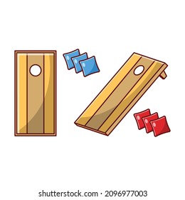 Icono de la Ilustración del vector plano de la partida de Cornhole en el fondo blanco de la web, página de inicio, etiqueta adhesiva, banner