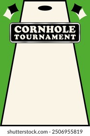 Cornhole Game Tournament Poster Template Vector. Editable Poster Design for bean bag league.