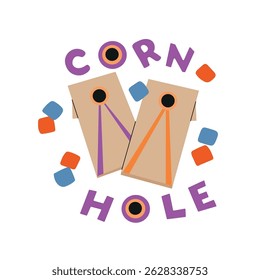 Cornhole game with two boards icon clipart avatar logotype isolated illustration
