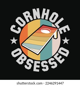 Cornhole Obsessed Funny Bean Bag Toss Winner Vintage