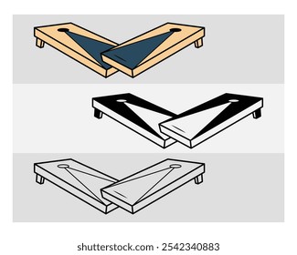 Cornhole, Cornhole Silhouette, Sports Cornhole Boards, Bean Bag Board, Corn hole, Bean Bag Game, Bean Bag Silhouette, Vector, Clipart, 