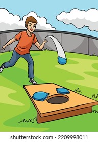 Cornhole Sport Colored Cartoon Illustration