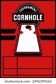 Cornhole Turnier rot und schwarz Poster Vorlage Vektor Design.