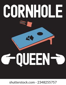 Cornhole vintage graphic, cornhole board and bean bags with funny saying Cornhole Queen