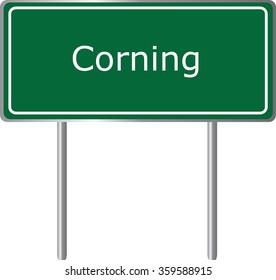Corning , Arkansas , road sign green vector illustration, road table, USA city