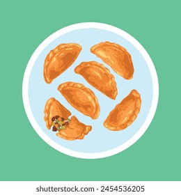 Cornish pasty is a type of pastry from England filled with meat, potatoes and onions