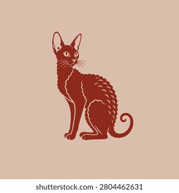 Cornish rex cat icon logo vector art silhouette illustration mockup template.