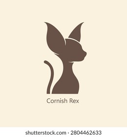 Cornish rex cat icon logo vector art silhouette illustration.