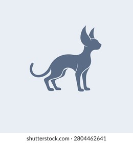 Cornish rex cat icon vector art silhouette illustration.