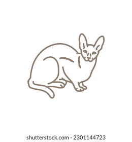 Cornish rex cat line icon. Farm animals. Pictogram for web page, mobile app, promo.