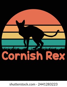 Cornish rex Katze Sonnenuntergang T-Shirt Design