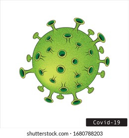 Cornoavirus in green, isolated on white background and with a Covid-19 label EPS10 vector format.