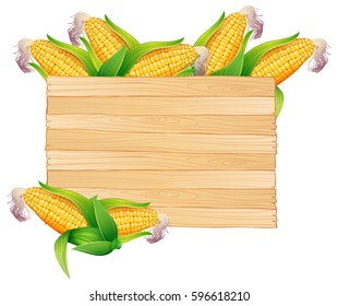 Corns in wooden bucket illustration