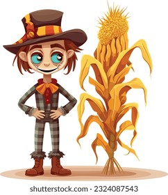 Cornstalk and Scarecrow vector design, Cornstalk and Scarecrow vector design