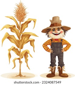 Cornstalk and Scarecrow vector design, Cornstalk and Scarecrow vector design