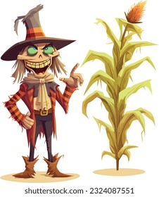 Cornstalk and Scarecrow vector design, Cornstalk and Scarecrow vector design
