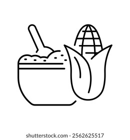 cornstarch black line icon. Vector isolated element. Editable stroke.