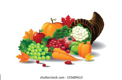 Cornucopia. EPS 10 vector, grouped for easy editing. No open shapes or paths.