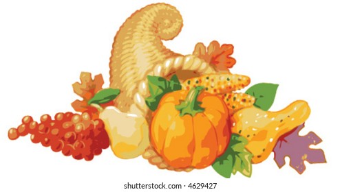 Cornucopia of harvested food