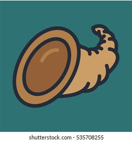 Cornucopia Horn Minimal Flat Color Line Outline Stroke Icon Pictogram Symbol
