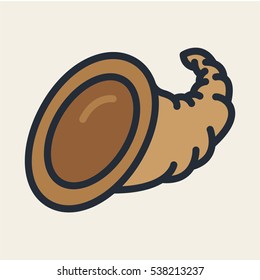 Cornucopia Horn Minimal Flat Color Line Outline Stroke Icon Pictogram Symbol