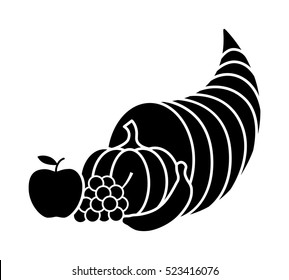 Cornucopia horn of plenty or thanksgiving basket flat vector icon for apps and websites