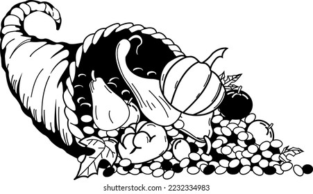 Cornucopia Horn de Plenty Vector Illustration