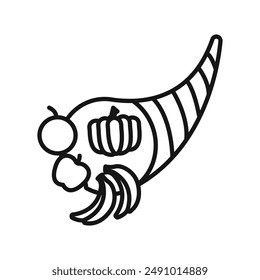 cornucopia icon Black line art vector logo