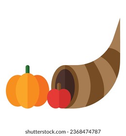 Cornucopia icon in flat style. Vector illustration, suitable for logo, web, graphic design, illustration, sticker, books, etc