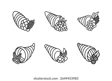 cornucopia icon line art vector illustration