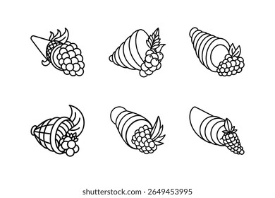 cornucopia icon line art vector illustration