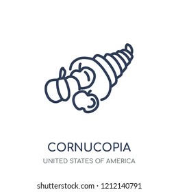 Cornucopia icon. Cornucopia linear symbol design from United states of america collection. Simple outline element vector illustration on white background.