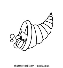 Cornucopia icon in outline style isolated on white background. Prosperity symbol vector illustration
