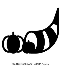 Cornucopia icon in solid line style. Vector illustration, suitable for logo, web, graphic design, illustration, sticker, books, etc