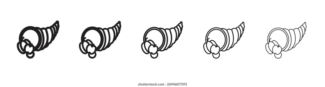 Symbolsatz für die Füllhornsymbolen. Bearbeitbare Strichsammlung.