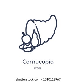 cornucopia icon from thanksgiving outline collection. Thin line cornucopia icon isolated on white background.