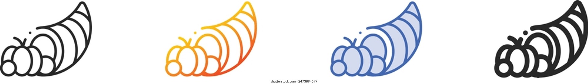cornucopia icon.Thin Linear, Gradient, Blue Stroke and bold Style Design Isolated On White Background