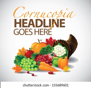 Cornucopia layout poster template. EPS 10 vector, grouped for easy editing. No open shapes or paths.