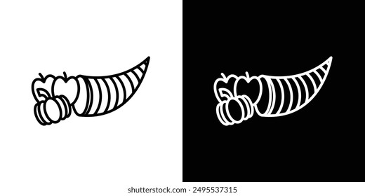 Cornucopia line icon vector illustration set.