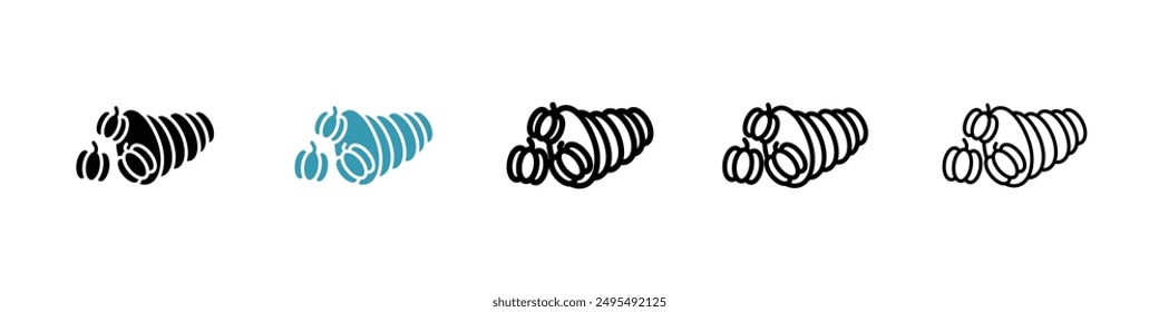 Cornucopia line icon vector set.