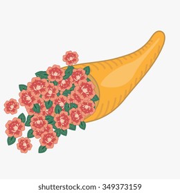Cornucopia with pink decorative roses