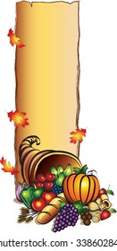 Cornucopia with rustic panel, can be used as a logo, sign design, advertisement. 